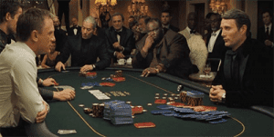 James Bond playing baccarat