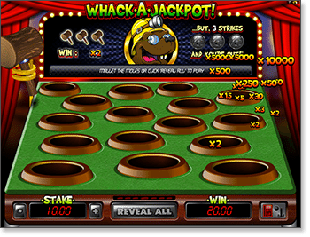 Whack A Jackpot instant win scratchie at Royal Vegas