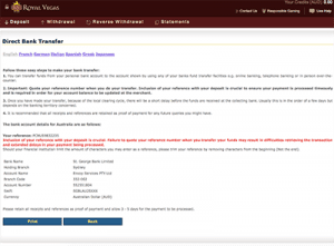 manual bank transfers at royal vegas