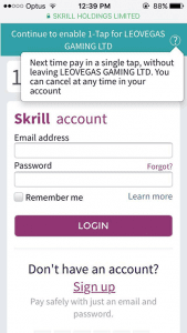 skrill 1tap on apple iphone