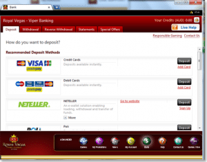 Banking at Royal Vegas Online Casino