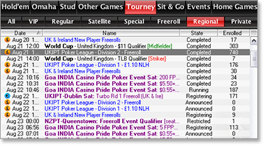 PokerStars.com Tournament Lobby