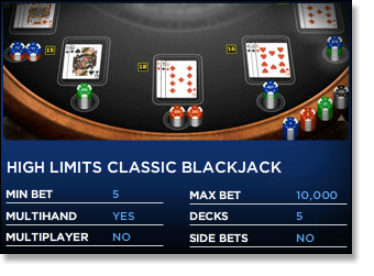 High-Limit Blackjack Online