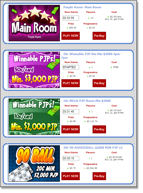 Bingo Australia Rooms