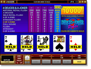 Deuces and Joker Video Poker by Microgaming
