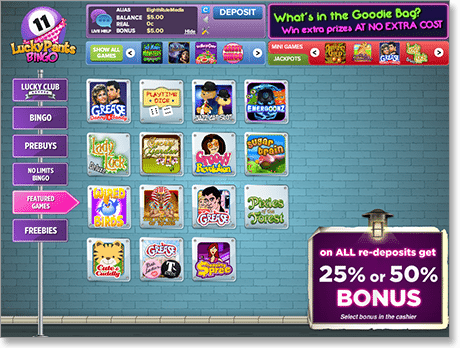 Casino Games Online at Lucky Pants Bingo