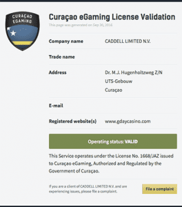 Curacao gaming license