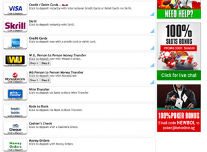 Payment methods at BetOnline
