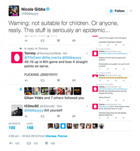 Nicole gibbs abuse twitter