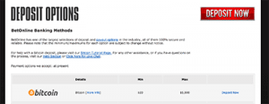 Betonline deposit options