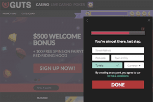 Guts online casino accepts Tunisian players