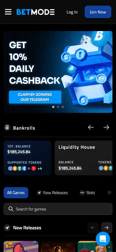 BETMODE Home Page Mobile View