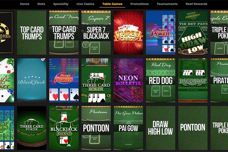 ReefSpins Casino Live Games